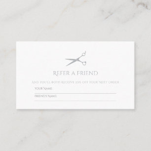 Simple Hair Stylist Scissors Modern Gray Referral Card