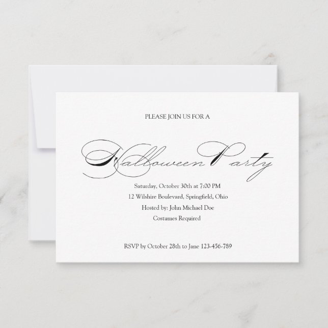 Simple Halloween Ball Costume Party Invitation (Front)