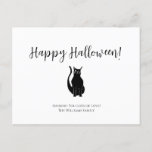Simple Halloween  Black Cat Illustration  Holiday Postcard