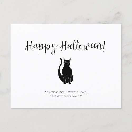 Simple Halloween  Black Cat Illustration  Holiday Postcard