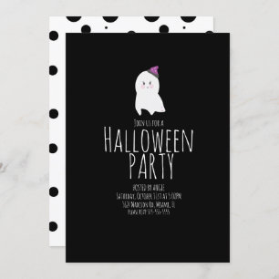 Simple Halloween Cute Ghost Birthday Party Event Invitation