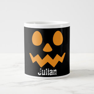 Simple Halloween Day Jack-o-Lantern Pumpkin Name Giant Coffee Mug