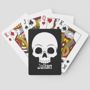 Simple Halloween Day Skull Spooky Name Poker Cards