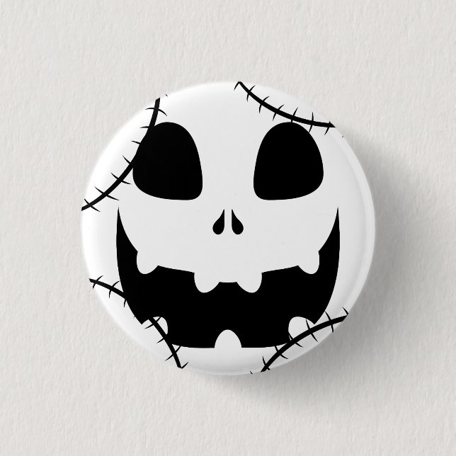 Simple Halloween jack-o-lantern pumpkin face Button (Front)