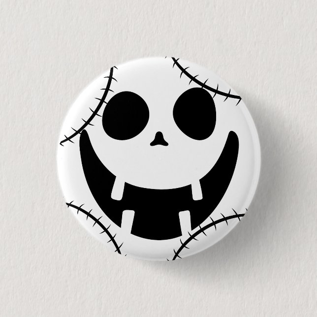 Simple Halloween jack-o-lantern pumpkin face Button (Front)