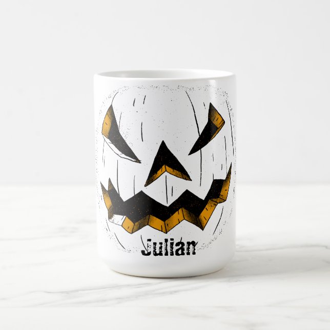 Simple Halloween jack-o-lantern pumpkin face Coffee Mug (Center)