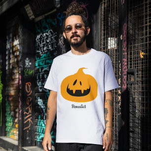 Simple Halloween jack-o-lantern pumpkin face Name T-Shirt