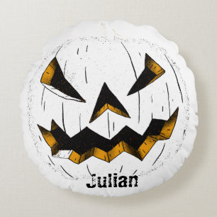 Simple Halloween jack-o-lantern pumpkin face Round Pillow