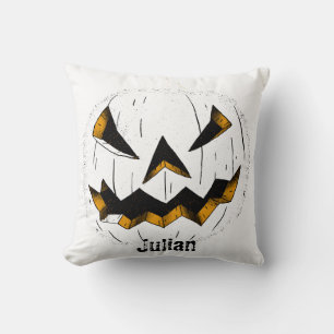 Simple Halloween jack-o-lantern pumpkin face Throw Pillow
