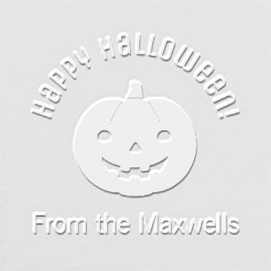 Simple Halloween Pumpkin Arch Family Name Embosser