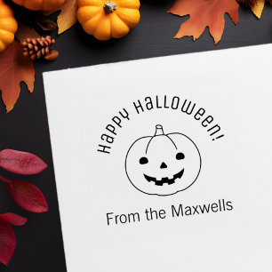 Simple Halloween Pumpkin Arch Message Self-inking Stamp