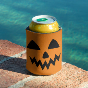 Simple Halloween Pumpkin face ghost scary Party Can Cooler