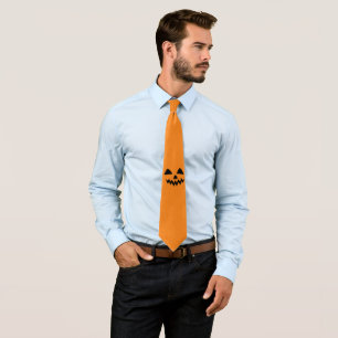 Simple Halloween Pumpkin face ghost scary Party Neck Tie