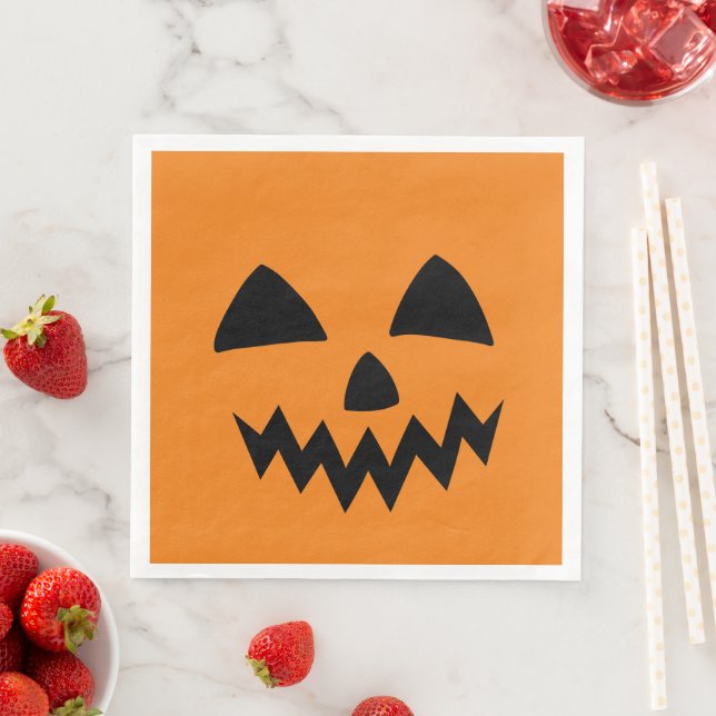 Simple Halloween Pumpkin face ghost scary Party Paper Dinner Napkins (Insitu)