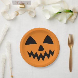 Simple Halloween Pumpkin face ghost scary Party Paper Plates