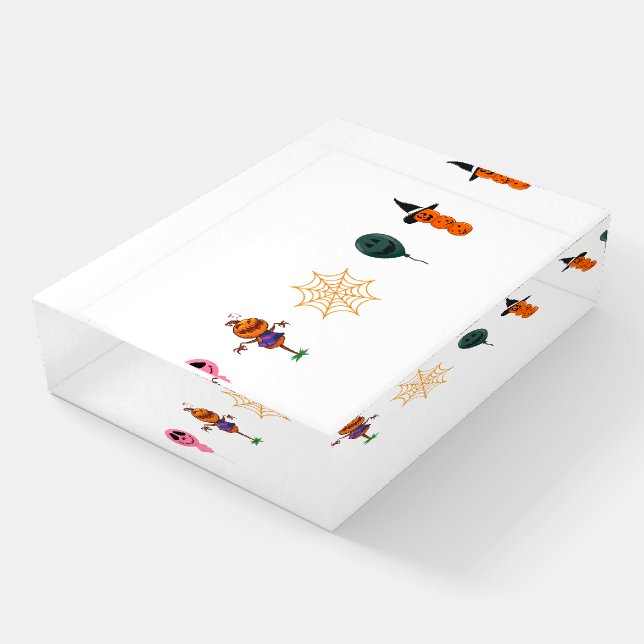 Simple Halloween Pumpkin face ghost scary Party Paperweight (Angled)