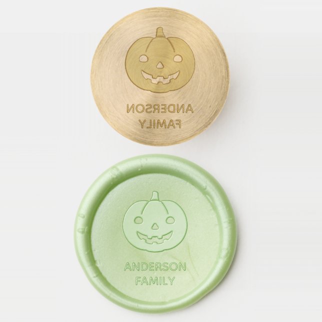 Simple Halloween Pumpkin Family Name Wax Seal Stamp (Stamped)