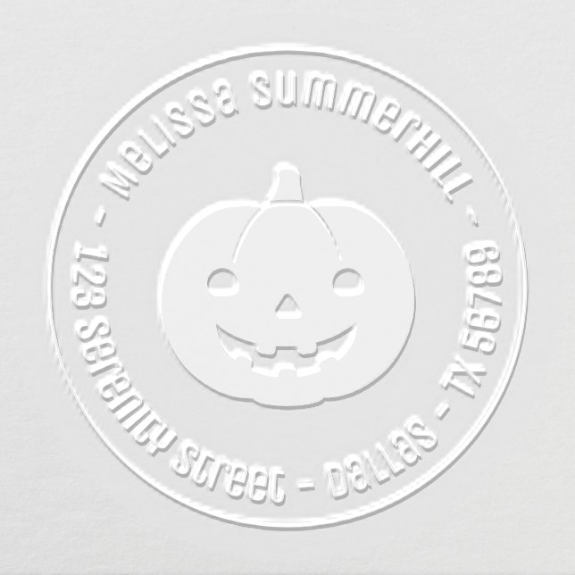 Simple Halloween Pumpkin Round Address Embosser (Design)