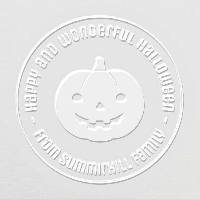 Simple Halloween Pumpkin Round Message Embosser (Design)