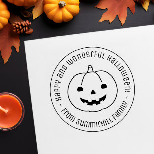 Simple Halloween Pumpkin Round Message Self-inking Stamp