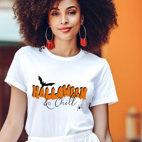 Simple Halloween Retro Black Orange Typography Fun T_Shirt