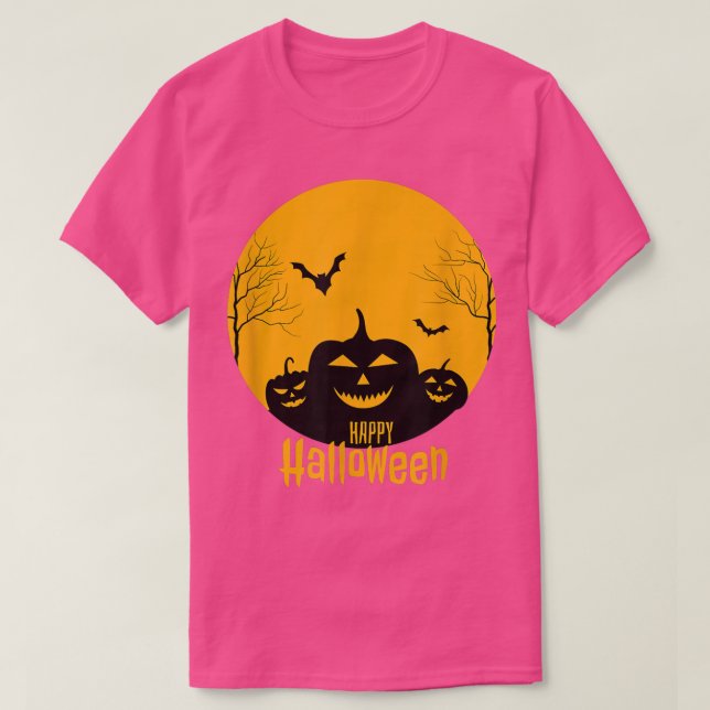 Simple Halloween Scary Pumpkin Night Design  T-Shirt (Design Front)