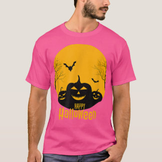 Simple Halloween Scary Pumpkin Night Design  T-Shirt