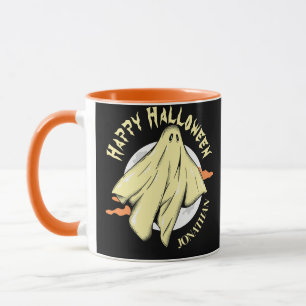 Simple Halloween spooky ghost Personalized Name Mug