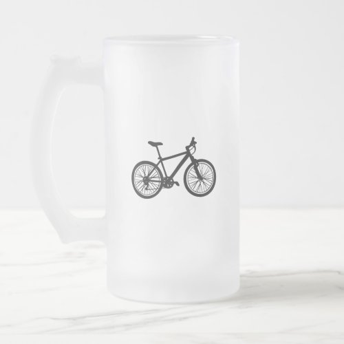Simple hand drawn bicycle in black and white frosted glass beer mug