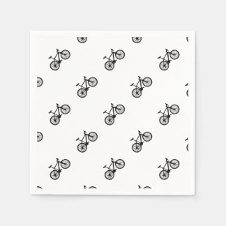 Simple hand drawn bicycle in black and white napkins