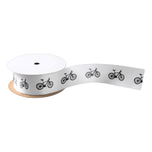 Simple hand drawn bicycle in black and white satin ribbon