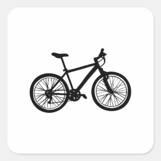 Simple hand drawn bicycle in black and white square sticker
