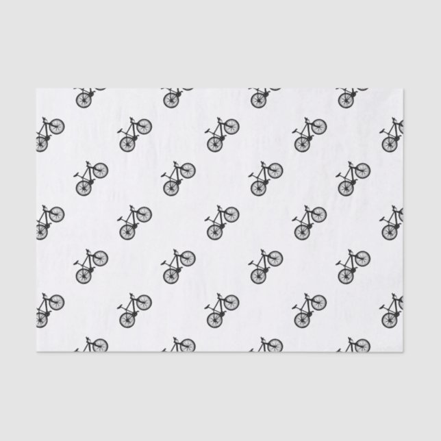 Simple hand drawn bicycle in black and white tissue paper (Front)