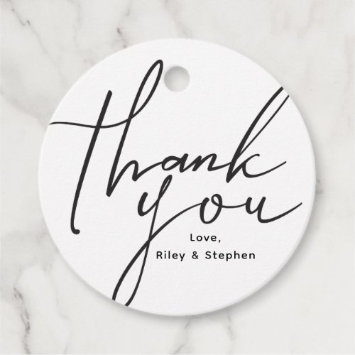 Simple Hand Drawn Black White Script Thank you  Favor Tags