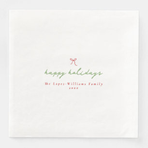 Simple Hand Drawn Bow Red & Green Christmas Paper Dinner Napkins