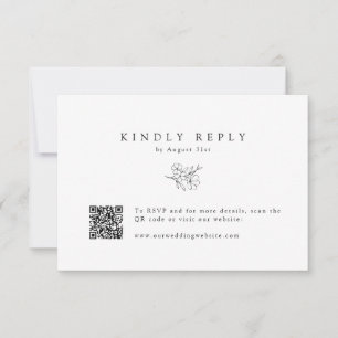 Simple Hand-Drawn Cherry Blossom QR Code Wedding RSVP Card