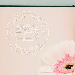 Simple Hand-drawn Custom Flowery Book  Embosser