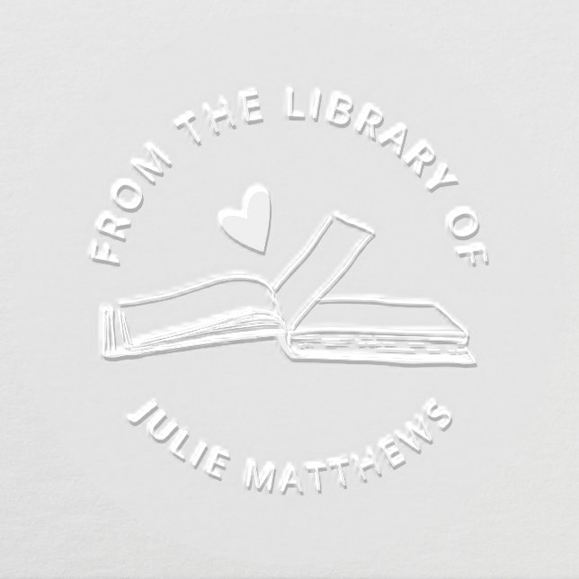Simple Hand-drawn Custom Name Elegant Library Book Embosser (Design)