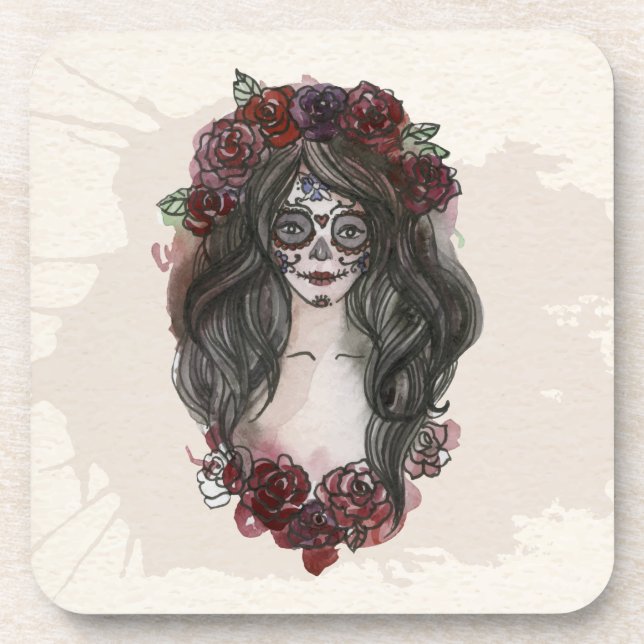 Simple Hand-drawn Dia de los Muertos | Coaster (Front)