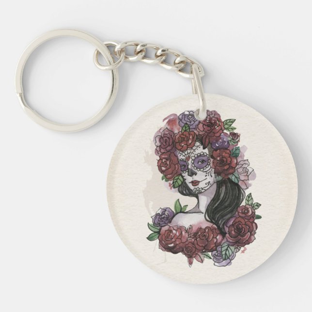 Simple Hand-drawn Dia de los Muertos | Keychain (Front)