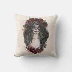 Simple Hand-drawn Dia de los Muertos Throw Pillow