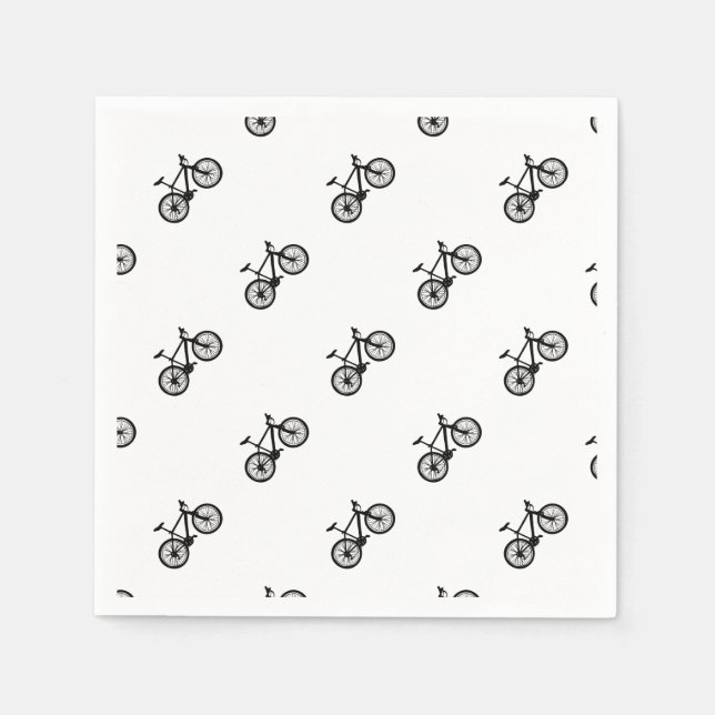 Simple hand drawn doodle of bicycle paper napkins (Front)