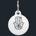 Simple Hand Drawn Floral Hamsa Hand Pet Tag<br><div class="desc">This simple and modern hand drawn floral Hamsa Hand of Fatima is perfect for the trendy and stylish woman who wants a little luck and protection.</div>
