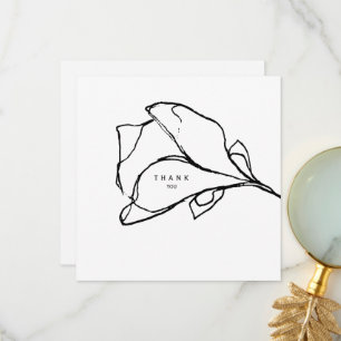 Simple Hand-Drawn Floral Stem II Funeral Thank You Card