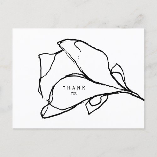 Simple Hand_Drawn Floral Stem II Funeral Thank You Postcard