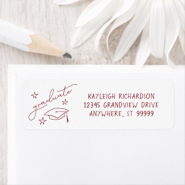 Simple Hand Drawn Graduate Return Address Label (Insitu)