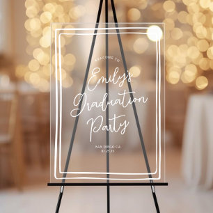 Simple Hand Drawn Graduation Party Welcome Acrylic Sign