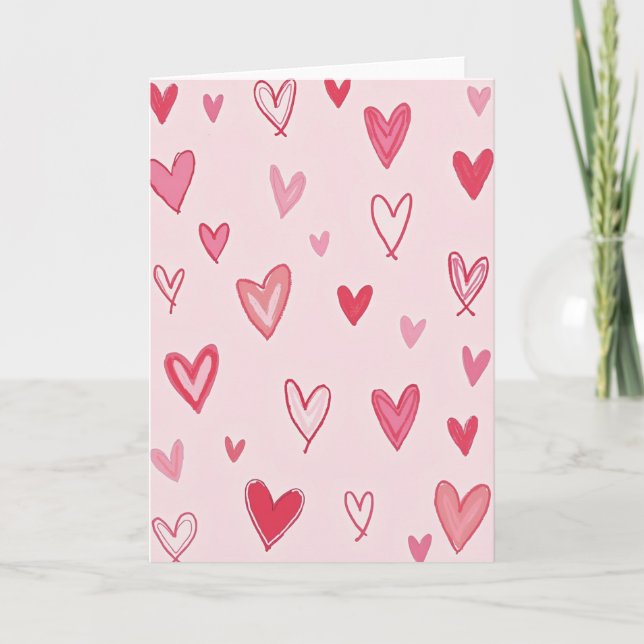 Simple Hand Drawn Hearts Card (Front)