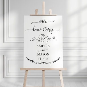 Simple Hand Drawn Love Story Wedding Foam Board