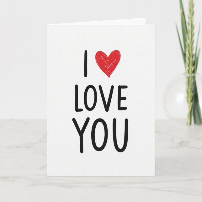 Simple Hand Drawn Love You Card (Front)